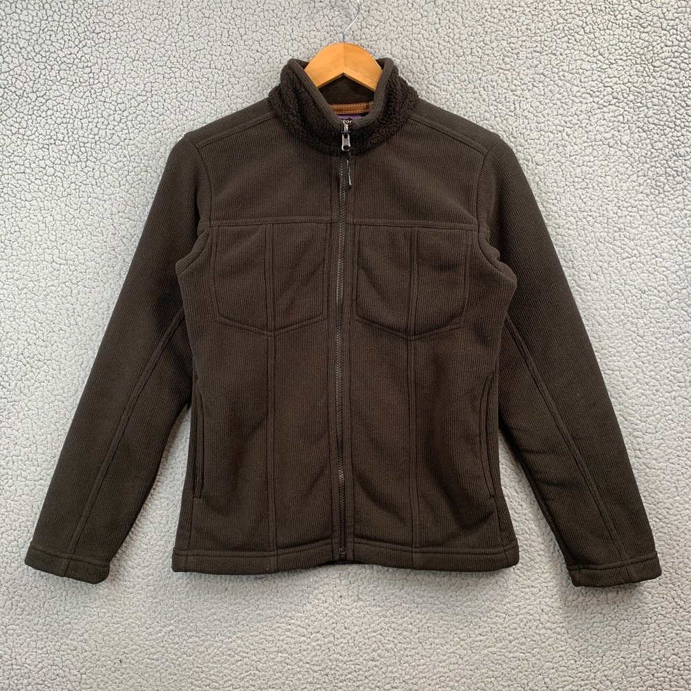 PATAGONIA Women's Soft Jacket Synchilla Full Zip Ribbed Knit Fleece Brown Small